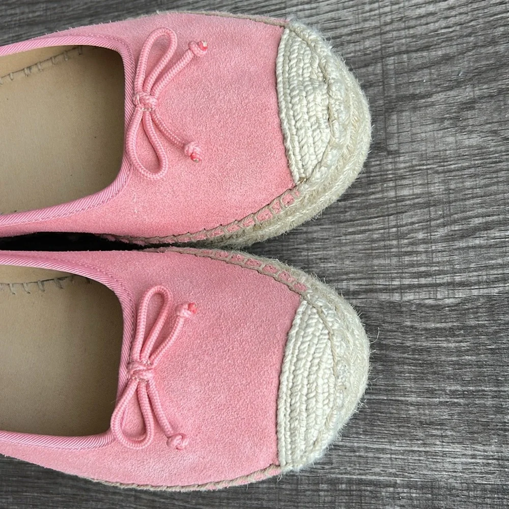 Talbots Pink‎ QUINN SUEDE PLATFORM ESPADRILLES Slip-On Bow Tie Shoes 7.5W